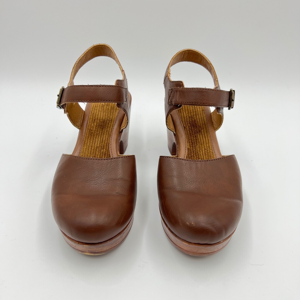 b.o.c. Born Brown Faux Leather Slingback Platform Clogs Heels Sz 10M Chunky Boho